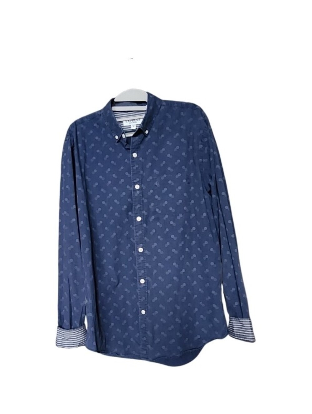 Express Women's Navy Button-Down Shirt with Subtle Print